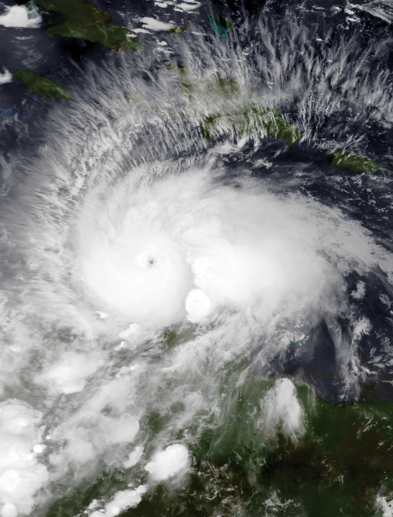 Matthew near peak strength in the Caribbean Sea on October 1, 2016.